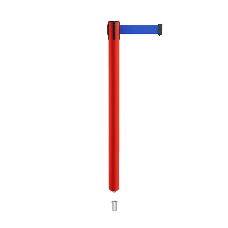 Retractable Belt Barrier Stanchion, Mini Socket Base, Red Post, 11 ft Belt - Montour Line MSX630SK - Crowd Control Warehouse