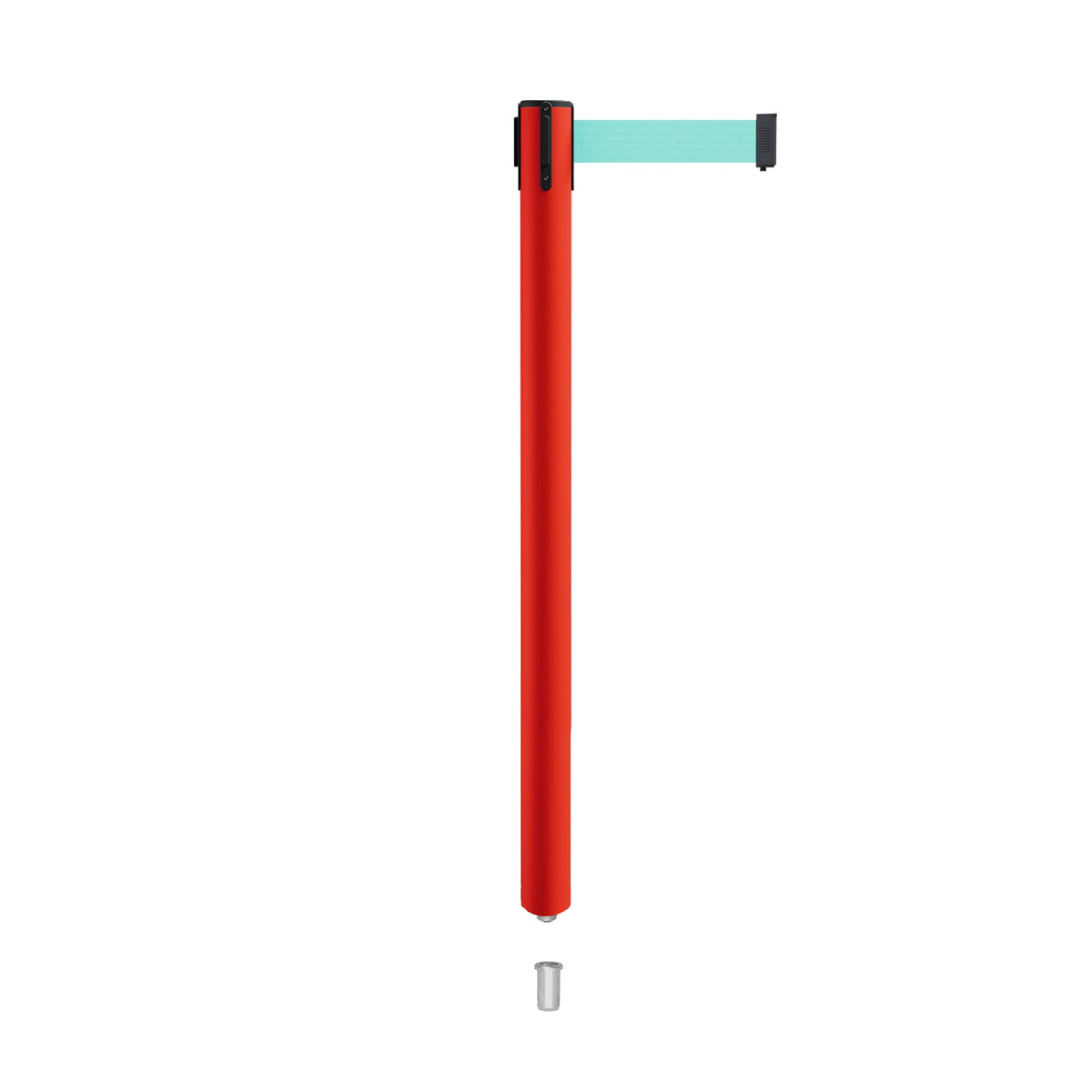 Retractable Belt Barrier Stanchion, Mini Socket Base, Red Post, 11 ft Belt - Montour Line MSX630SK - Crowd Control Warehouse