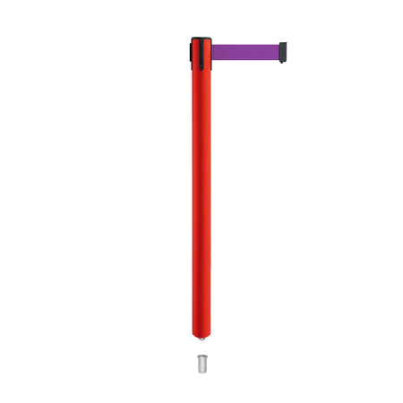 Retractable Belt Barrier Stanchion, Mini Socket Base, Red Post, 13 ft Belt - Montour Line MSX630SK - Crowd Control Warehouse