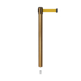 Retractable Belt Barrier Stanchion, Mini Socket Base, Satin Brass Post, 13 ft Belt - Montour Line MX630SK - Crowd Control Warehouse