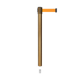 Retractable Belt Barrier Stanchion, Mini Socket Base, Satin Brass Post, 7.5 ft Belt - Montour Line MX630SK - Crowd Control Warehouse