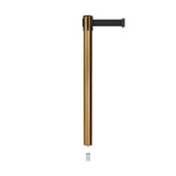 Retractable Belt Barrier Stanchion, Mini Socket Base, Satin Brass Post, 9 ft Belt - Montour Line MX630SK - Crowd Control Warehouse