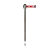 Retractable Belt Barrier Stanchion, Mini Socket Base, Satin Stainless Steel Post, 13 ft Belt - Montour Line MX630SK - Crowd Control Warehouse