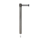 Retractable Belt Barrier Stanchion, Mini Socket Base, Satin Stainless Steel Post, 9 ft Belt - Montour Line MX630SK - Crowd Control Warehouse