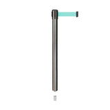 Retractable Belt Barrier Stanchion, Mini Socket Base, Satin Stainless Steel Post, 9 ft Belt - Montour Line MX630SK - Crowd Control Warehouse