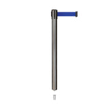Retractable Belt Barrier Stanchion, Mini Socket Base, Satin Stainless Steel Post, 9 ft Belt - Montour Line MX630SK - Crowd Control Warehouse