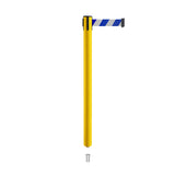 Retractable Belt Barrier Stanchion, Mini Socket Base, Yellow Post, 11 ft Belt - Montour Line MSX630SK - Crowd Control Warehouse