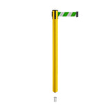 Retractable Belt Barrier Stanchion, Mini Socket Base, Yellow Post, 11 ft Belt - Montour Line MSX630SK - Crowd Control Warehouse