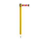Retractable Belt Barrier Stanchion, Mini Socket Base, Yellow Post, 13 ft Belt - Montour Line MSX630SK - Crowd Control Warehouse
