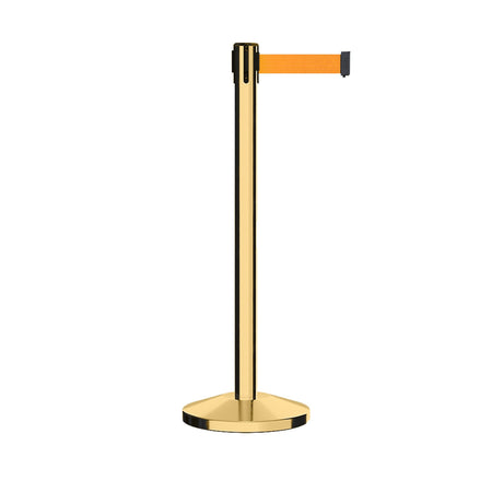 Retractable Belt Barrier Stanchion, Polished Brass Post, 11 Ft. Belt - CCW Series RBB - 100 - Crowd Control Warehouse