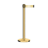 Retractable Belt Barrier Stanchion, Polished Brass Post, 11 Ft. Belt - CCW Series RBB - 100 - Crowd Control Warehouse