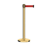 Retractable Belt Barrier Stanchion, Polished Brass Post, 11 Ft. Belt - CCW Series RBB - 100 - Crowd Control Warehouse
