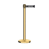 Retractable Belt Barrier Stanchion, Polished Brass Post, 11 Ft. Belt - CCW Series RBB - 100 - Crowd Control Warehouse