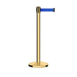 Retractable Belt Barrier Stanchion, Polished Brass Post, 11 Ft. Belt - CCW Series RBB - 100 - Crowd Control Warehouse