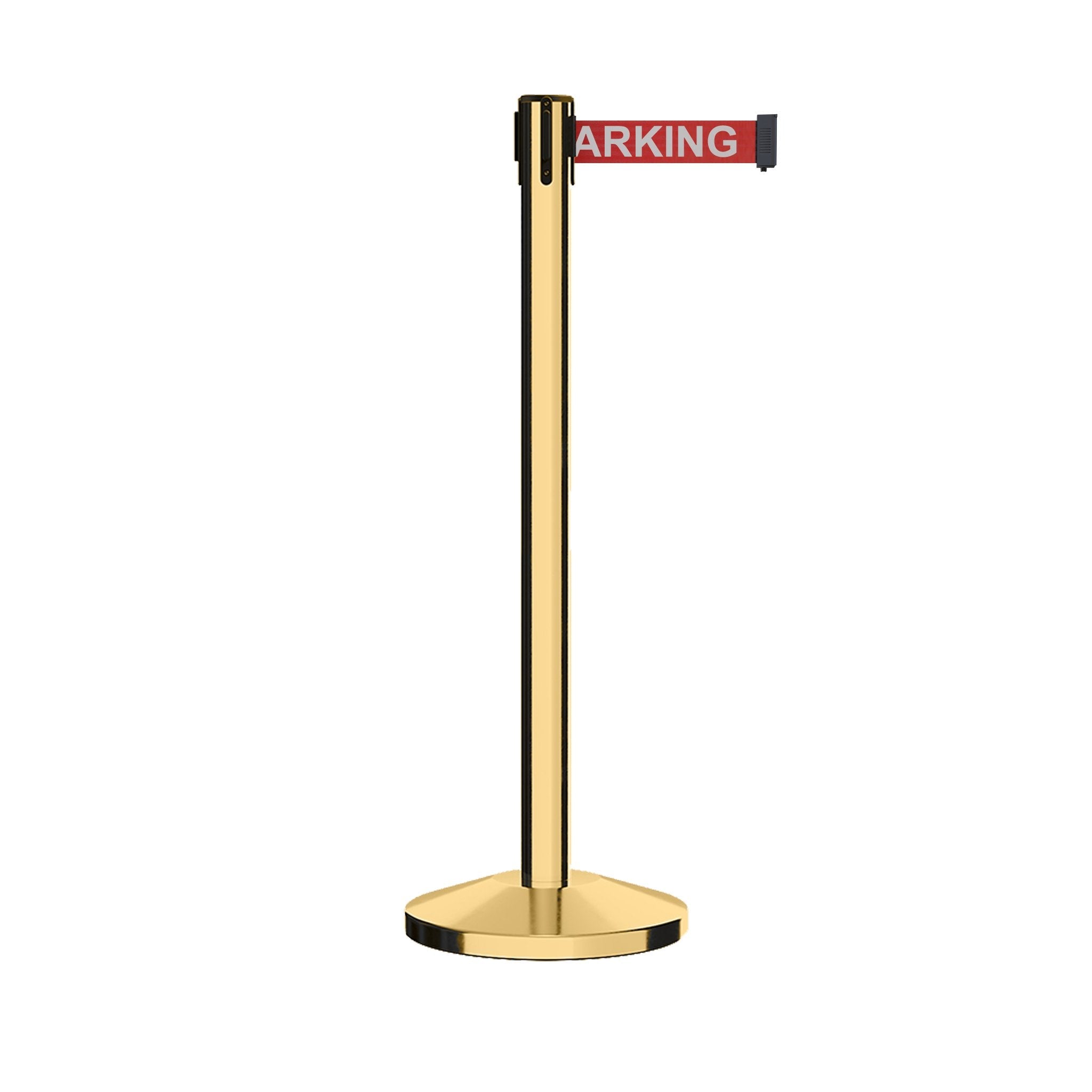 Retractable Belt Barrier Stanchion, Polished Brass Post, 11 Ft. Belt - CCW Series RBB - 100 - Crowd Control Warehouse