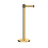 Retractable Belt Barrier Stanchion, Polished Brass Post, 11 Ft. Belt - CCW Series RBB - 100 - Crowd Control Warehouse