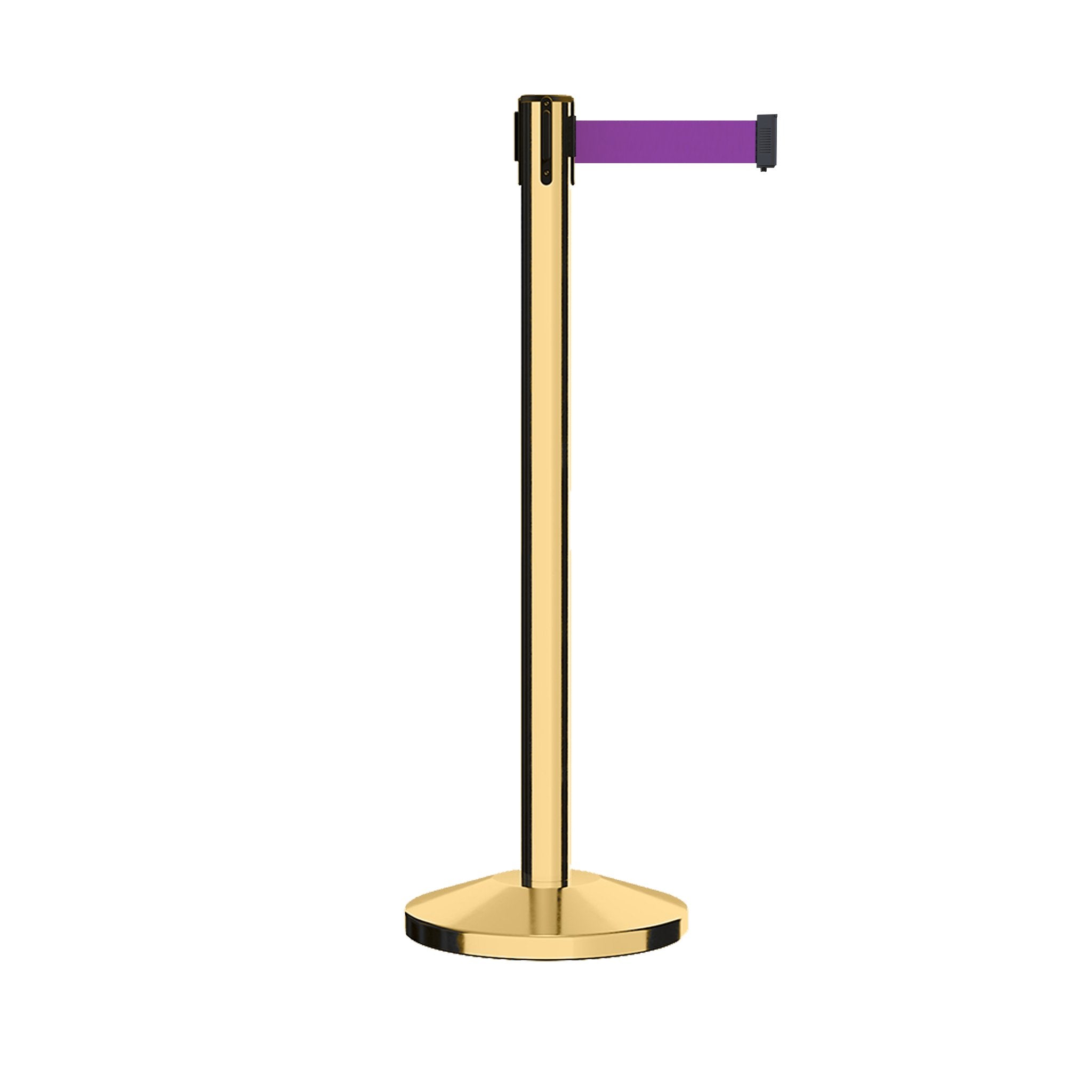 Retractable Belt Barrier Stanchion, Polished Brass Post, 11 Ft. Belt - CCW Series RBB - 100 - Crowd Control Warehouse