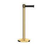 Retractable Belt Barrier Stanchion, Polished Brass Post, 7.5 Ft. Belt - CCW Series RBB - 100 - Crowd Control Warehouse