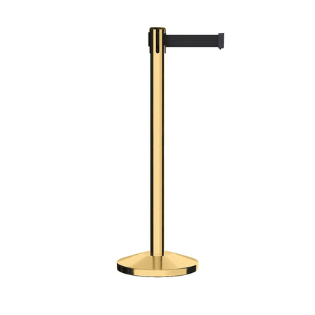 Retractable Belt Barrier Stanchion, Polished Brass Post, 7.5 Ft. Belt - CCW Series RBB - 100 - Crowd Control Warehouse
