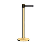 Retractable Belt Barrier Stanchion, Polished Brass Post, 7.5 Ft. Belt - CCW Series RBB - 100 - Crowd Control Warehouse