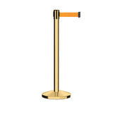 Retractable Belt Barrier Stanchion, Polished Brass Post, 7.5 Ft. Belt - CCW Series RBB - 100 - Crowd Control Warehouse