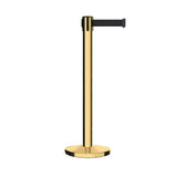 Retractable Belt Barrier Stanchion, Polished Brass Post with Heavy Duty Cast Iron Base, 14 ft Belt – Montour Line MI650 - Crowd Control Warehouse