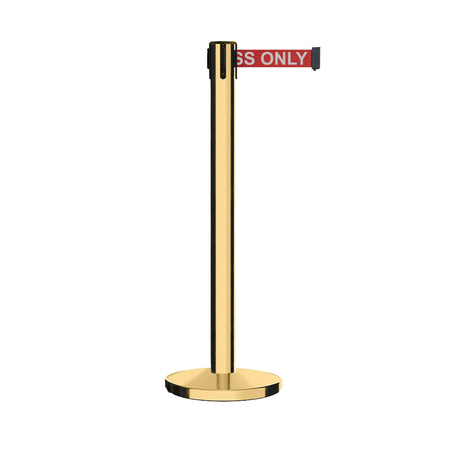 Retractable Belt Barrier Stanchion, Polished Brass Post with Heavy Duty Cast Iron Base, 16 ft Belt – Montour Line MI650 - Crowd Control Warehouse