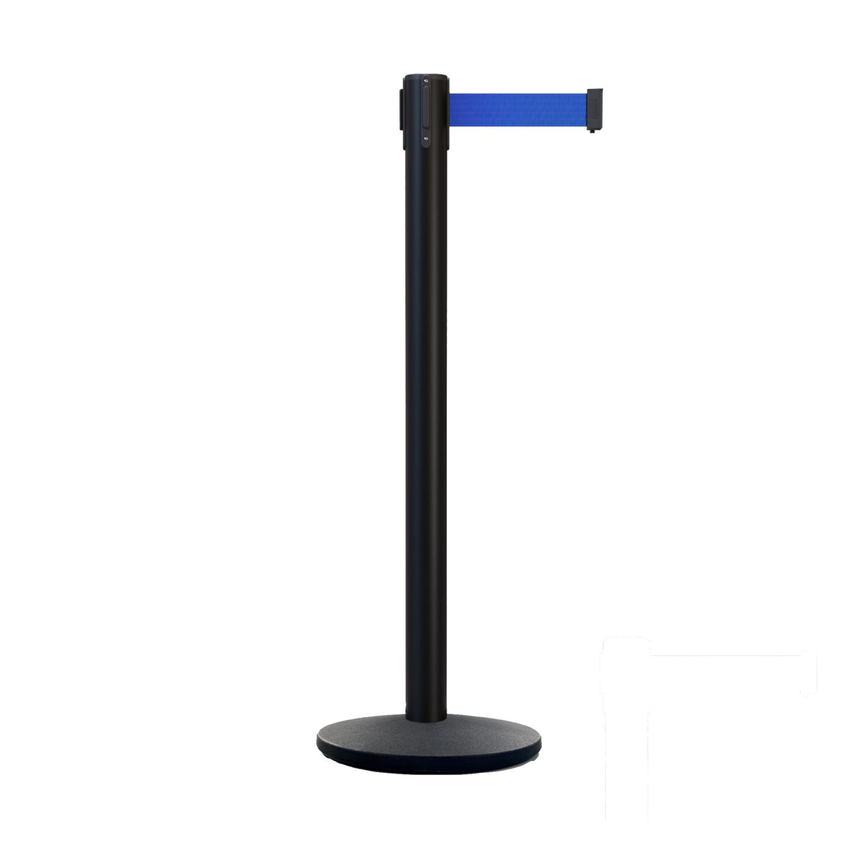 Retractable Belt Barrier Stanchion, Polished Brass Post with Heavy Duty Cast Iron Base, 16 ft Belt – Montour Line MI650 - Crowd Control Warehouse
