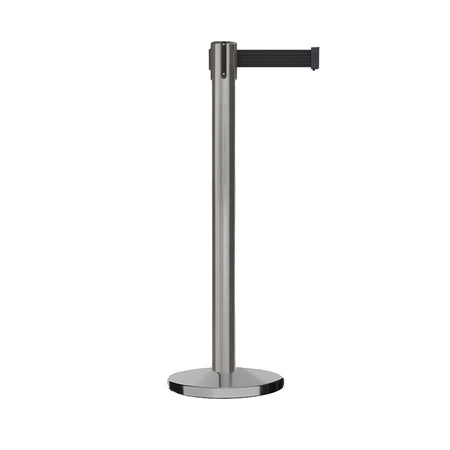 Retractable Belt Barrier Stanchion, Polished Brass Post with Heavy Duty Cast Iron Base, 16 ft Belt – Montour Line MI650 - Crowd Control Warehouse