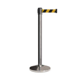 Retractable Belt Barrier Stanchion, Polished Stainless Post, 7.5 Ft. Belt - CCW Series RBB - 100 - Crowd Control Warehouse