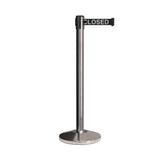 Retractable Belt Barrier Stanchion, Polished Stainless Post, 7.5 Ft. Belt - CCW Series RBB - 100 - Crowd Control Warehouse
