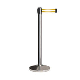 Retractable Belt Barrier Stanchion, Polished Stainless Post, 7.5 Ft. Belt - CCW Series RBB - 100 - Crowd Control Warehouse