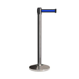 Retractable Belt Barrier Stanchion, Polished Stainless Post, 7.5 Ft. Belt - CCW Series RBB - 100 - Crowd Control Warehouse