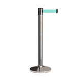 Retractable Belt Barrier Stanchion, Polished Stainless Post, 7.5 Ft. Belt - CCW Series RBB - 100 - Crowd Control Warehouse