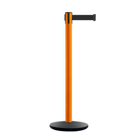 Retractable Belt Barrier Stanchion, Polished Stainless Steel Post with Heavy Duty Cast Iron Base, 16 ft Belt – Montour Line MI650 - Crowd Control Warehouse