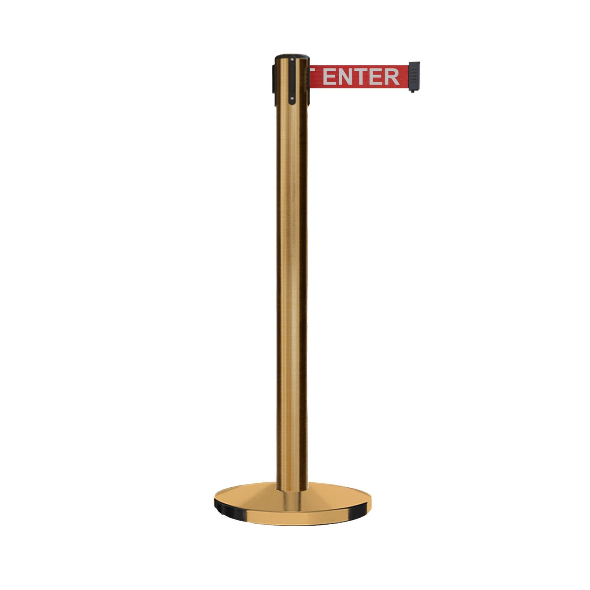 Retractable Belt Barrier Stanchion, Polished Stainless Steel Post with Heavy Duty Cast Iron Base, 16 ft Belt – Montour Line MI650 - Crowd Control Warehouse