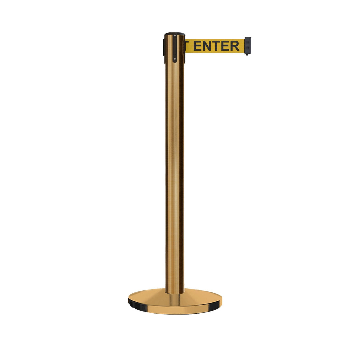 Retractable Belt Barrier Stanchion, Polished Stainless Steel Post with Heavy Duty Cast Iron Base, 16 ft Belt – Montour Line MI650 - Crowd Control Warehouse