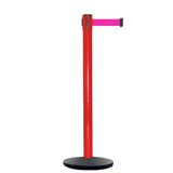 Retractable Belt Barrier Stanchion, Red Post, Cast Iron Base, 13 Ft. Belt - Montour Line MSI630 - Crowd Control Warehouse