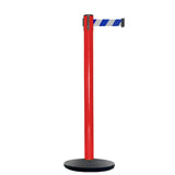 Retractable Belt Barrier Stanchion, Red Post, Cast Iron Base, 13 Ft. Belt - Montour Line MSI630 - Crowd Control Warehouse