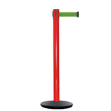 Retractable Belt Barrier Stanchion, Red Post, Cast Iron Base, 13 Ft. Belt - Montour Line MSI630 - Crowd Control Warehouse