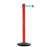 Retractable Belt Barrier Stanchion, Red Post, Cast Iron Base, 13 Ft. Belt - Montour Line MSI630 - Crowd Control Warehouse