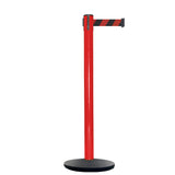 Retractable Belt Barrier Stanchion, Red Post, Cast Iron Base, 13 Ft. Belt - Montour Line MSI630 - Crowd Control Warehouse
