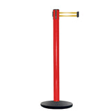 Retractable Belt Barrier Stanchion, Red Post, Cast Iron Base, 13 Ft. Belt - Montour Line MSI630 - Crowd Control Warehouse