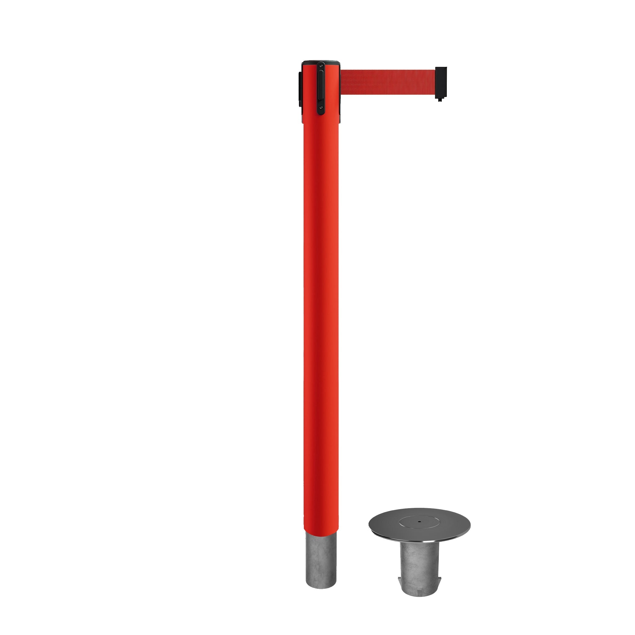 Retractable Belt Barrier Stanchion, Removable Base, 14 ft Belt - Montour Line MX650R - Crowd Control Warehouse