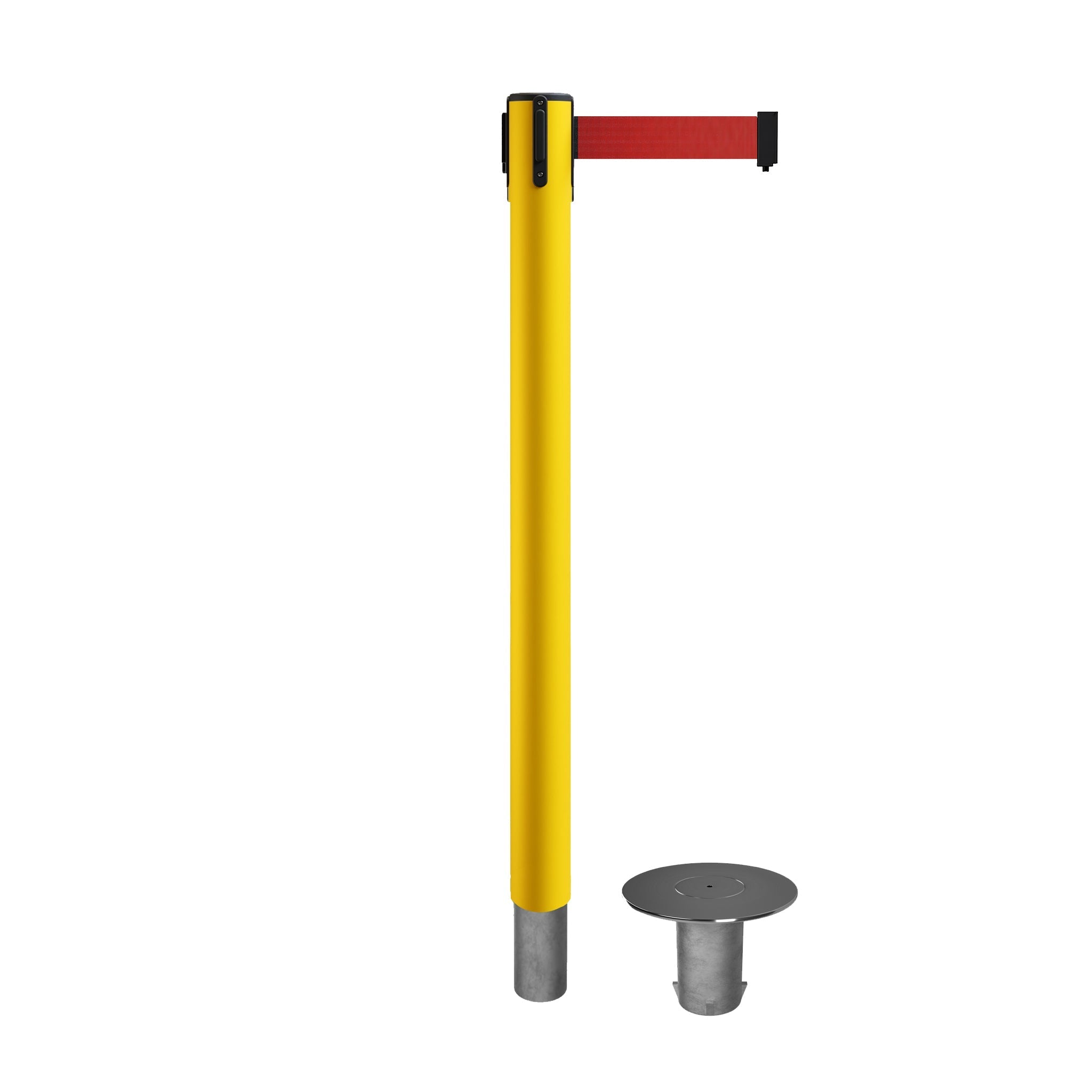 Retractable Belt Barrier Stanchion, Removable Base, 14 ft Belt - Montour Line MX650R - Crowd Control Warehouse