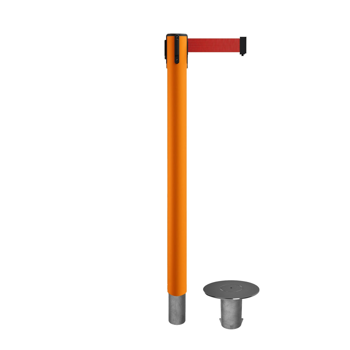 Retractable Belt Barrier Stanchion, Removable Base, 14 ft Belt - Montour Line MX650R - Crowd Control Warehouse
