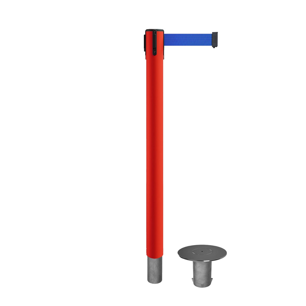Retractable Belt Barrier Stanchion, Removable Base, 14 ft Belt - Montour Line MX650R - Crowd Control Warehouse