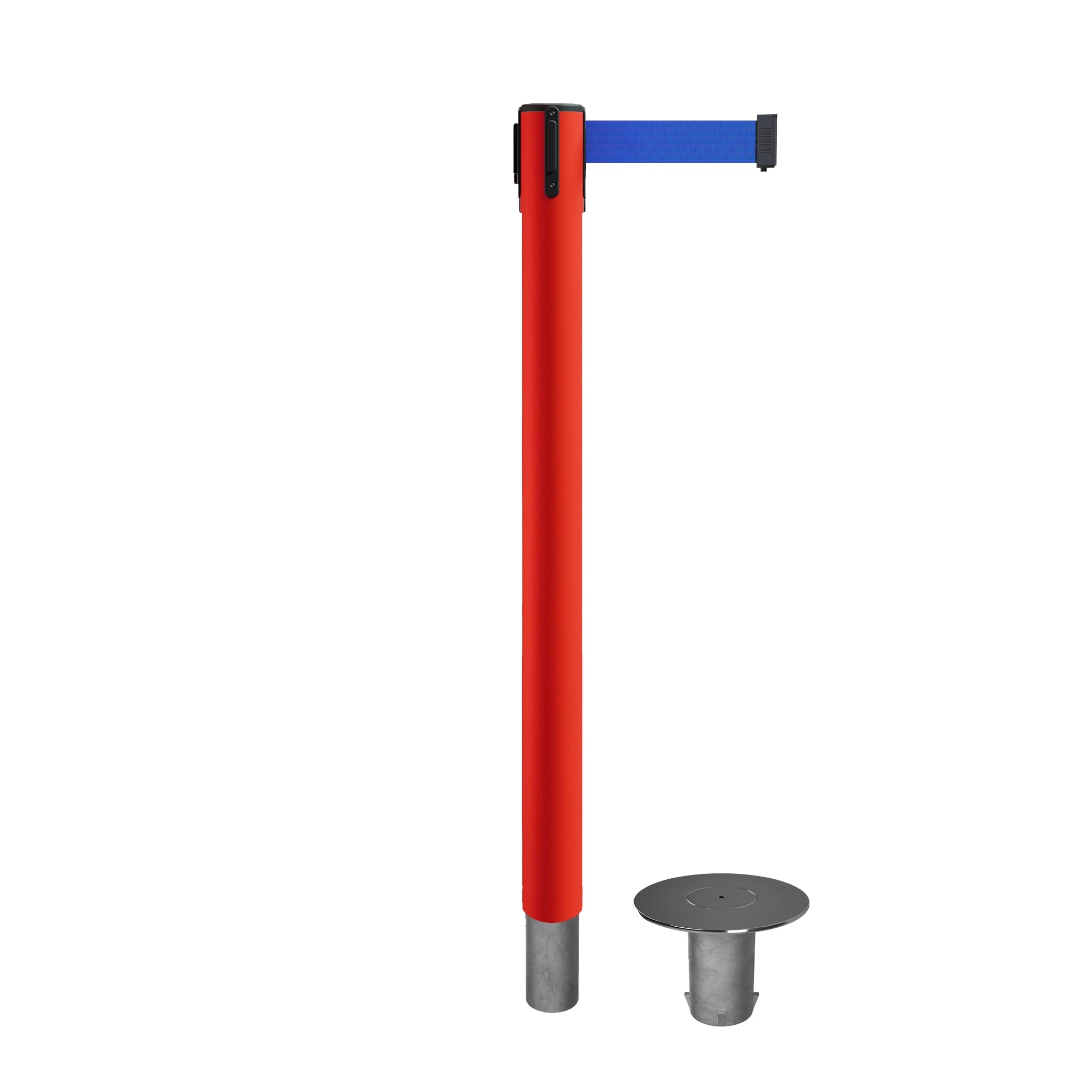 Retractable Belt Barrier Stanchion, Removable Base, 14 ft Belt - Montour Line MX650R - Crowd Control Warehouse