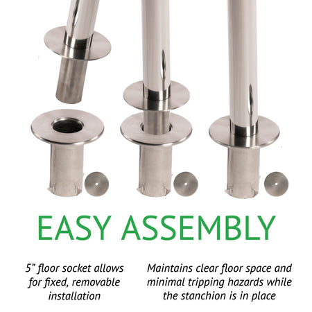 Retractable Belt Barrier Stanchion, Removable Base, 14 ft Belt - Montour Line MX650R - Crowd Control Warehouse