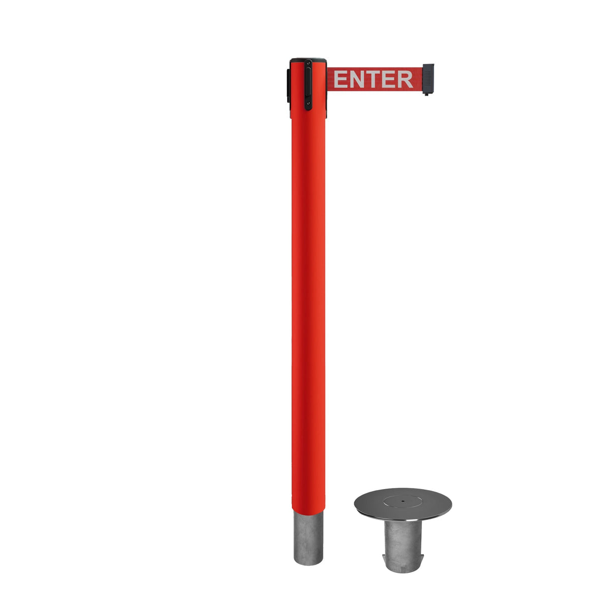 Retractable Belt Barrier Stanchion, Removable Base, 16 ft Belt - Montour Line MX650R - Crowd Control Warehouse